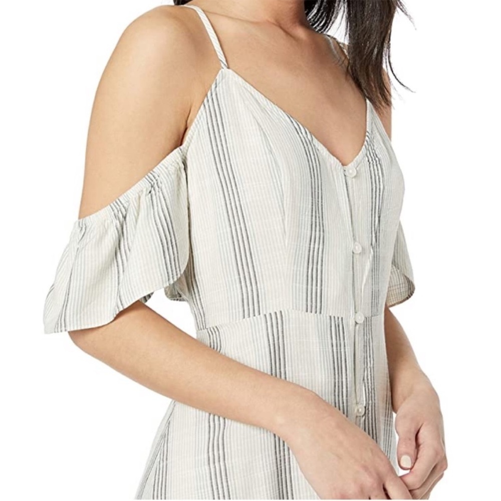 Volcom Striped Cold Shoulder Dress - White and Black